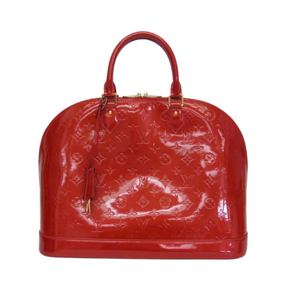Louis Vuitton Alma Monogram Vernis Red Patent_Leather Handbag